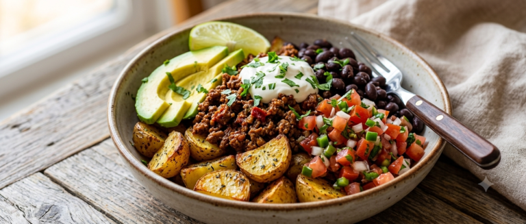 Loaded Potato Taco Bowl recipe on ForkStories