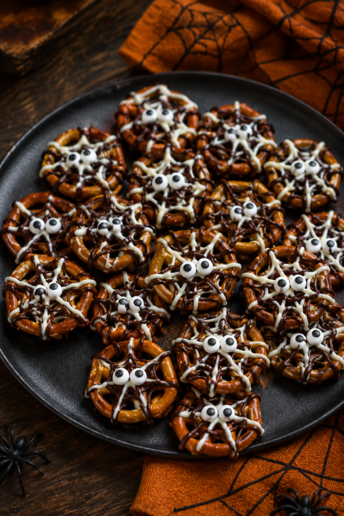Chocolate Spiderweb Pretzels